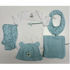 Newborn Baby Romper 5 Pieces Set - Sky Blue